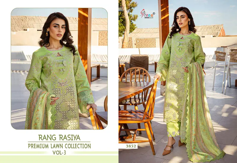 Rang Rasiya Premium Lawn Vol 3 By Shree Cotton Online Pakistani Salwar Suit Wholesale